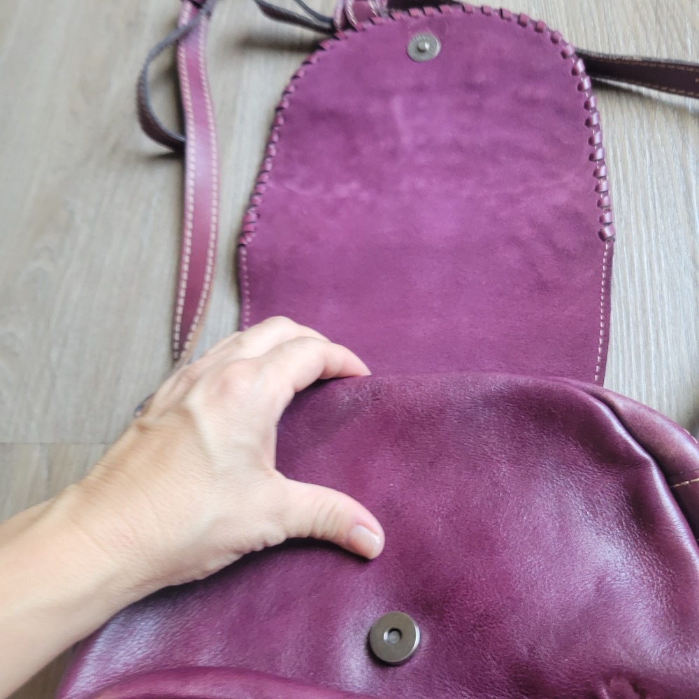 Patricia Nash Women Crossbody Bag Small Purple Leather Woven Boho Casual - Picture 3 of 6